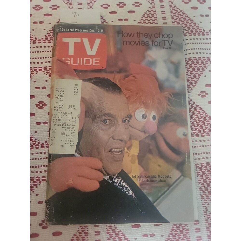 Vtg 1970 MUPPETS & ED SULLIVAN Dec 12-18 TV GUIDE Kentucky KY Magazine